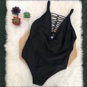 Strappy Lattice Front One Piece Swimsuit